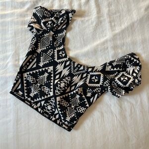 PINK Victoria's Secret Black and White Tribal Crop Top